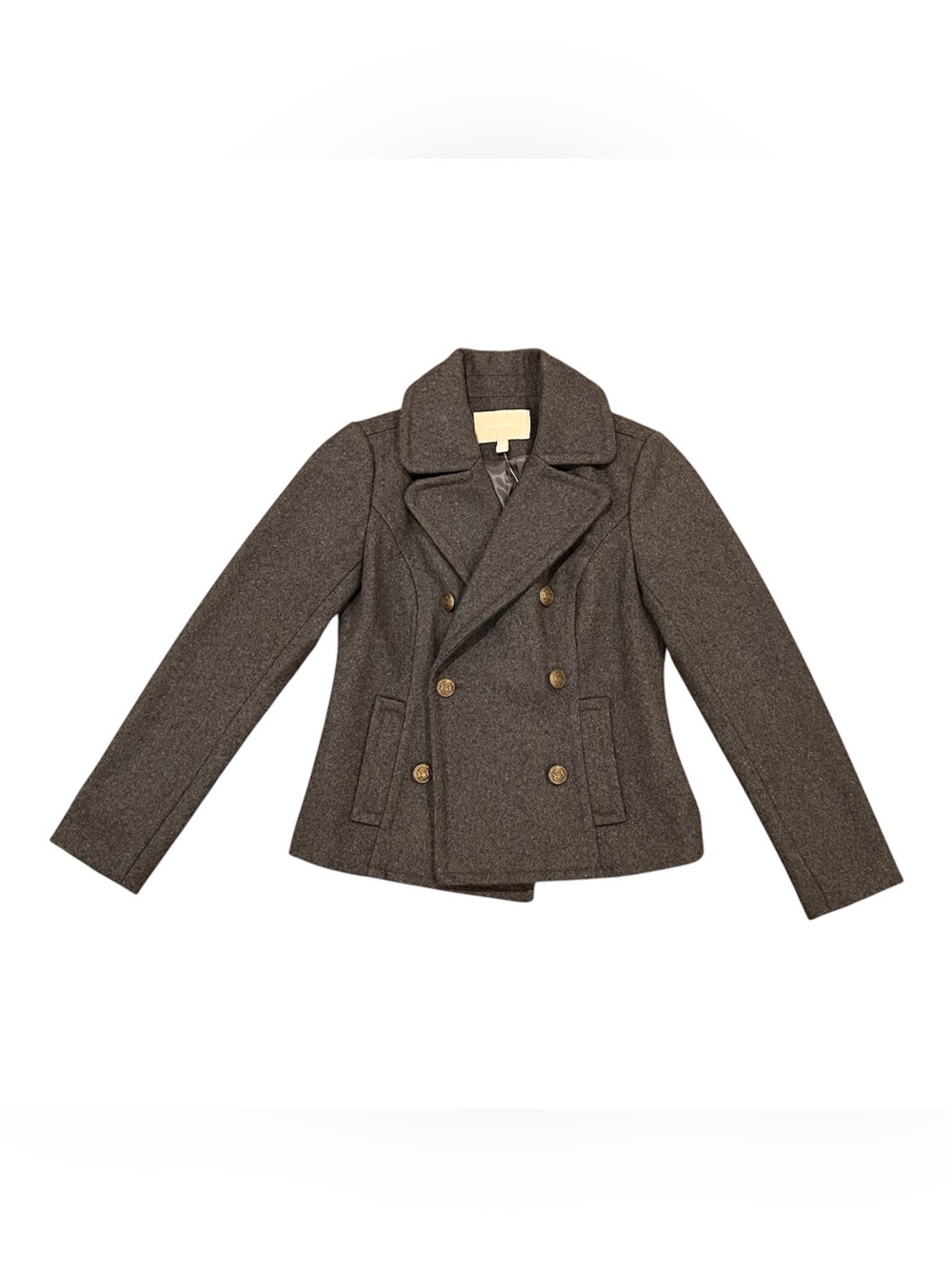 NWT $130 Banana Republic Double Breasted Wool Blend Peacoat Gray XS Military